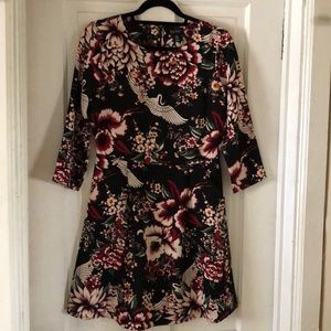 Nicole Miller floral long sleeve A-line dress